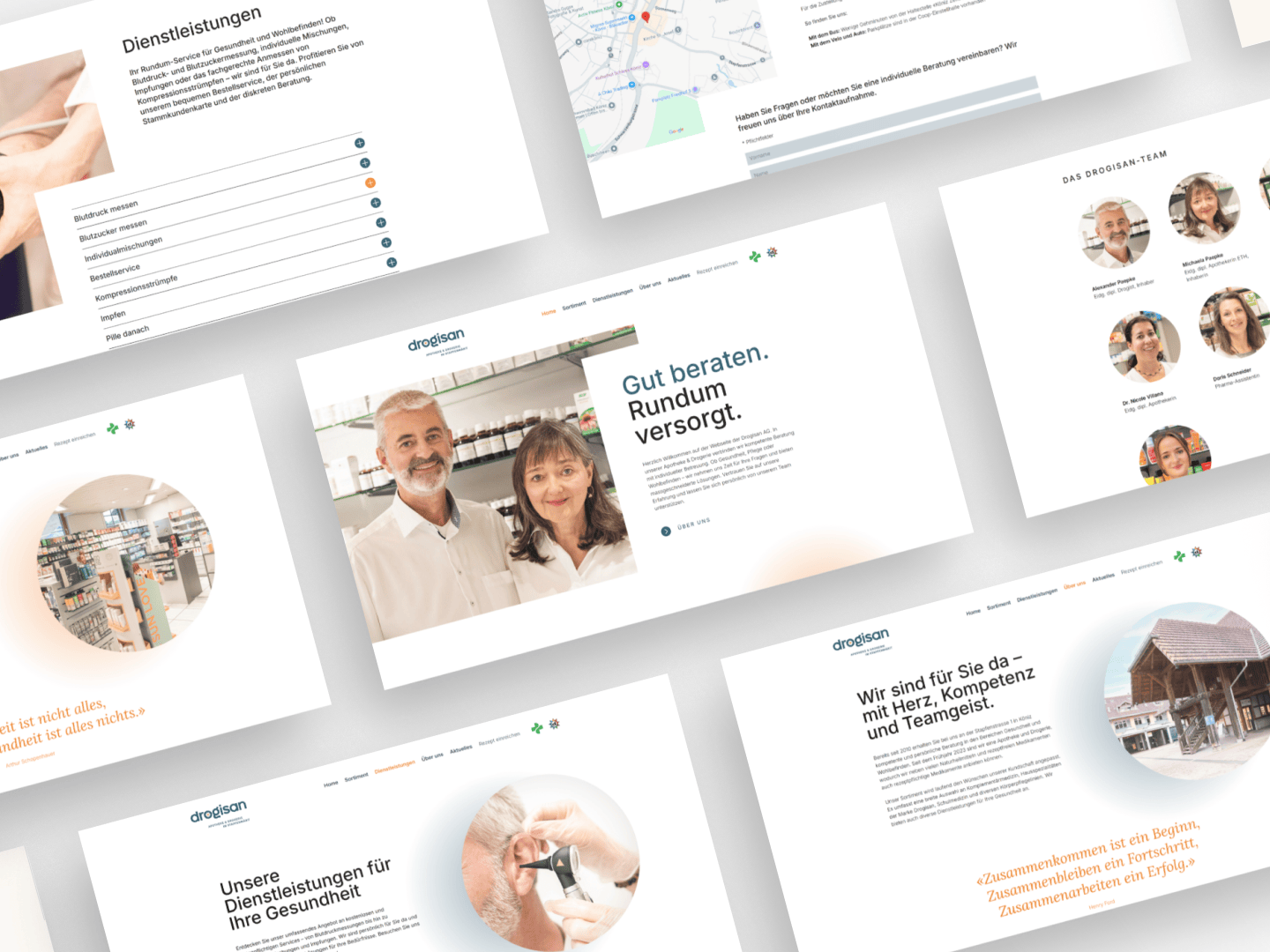 Bildcollage der neuen Drogisan-Website auf verschiedenen Geräten